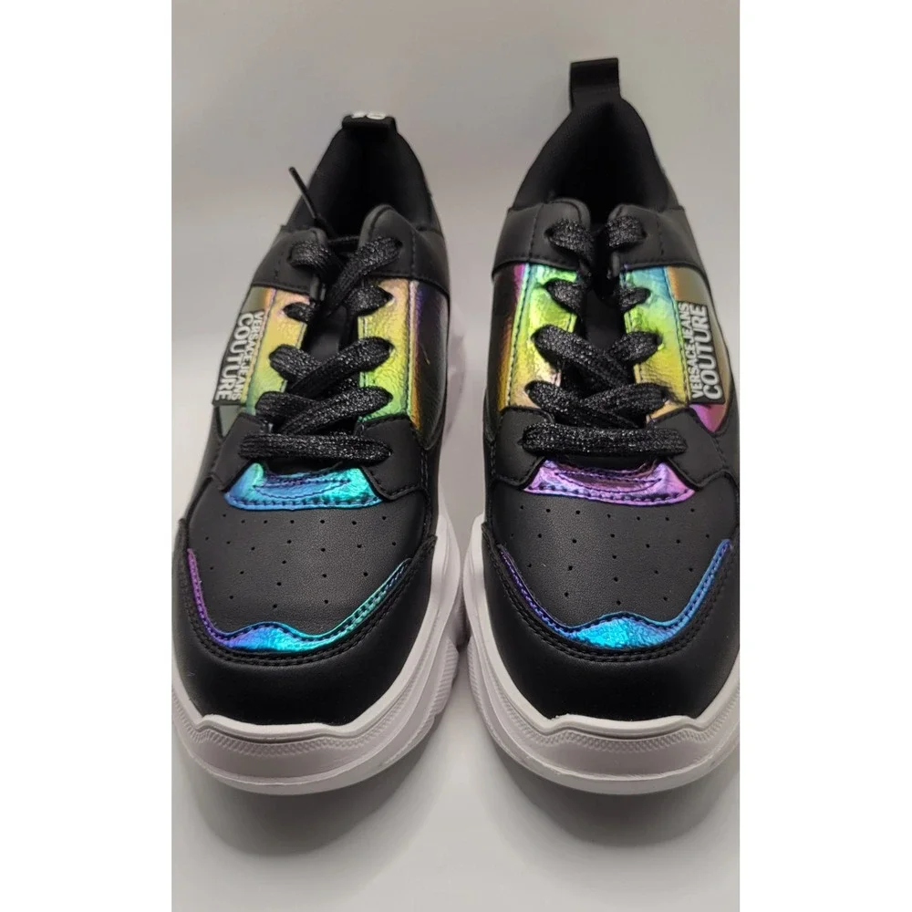Multicolored Leather Versace Jeans Couture Lace Up Platform Sneakers Size 5
